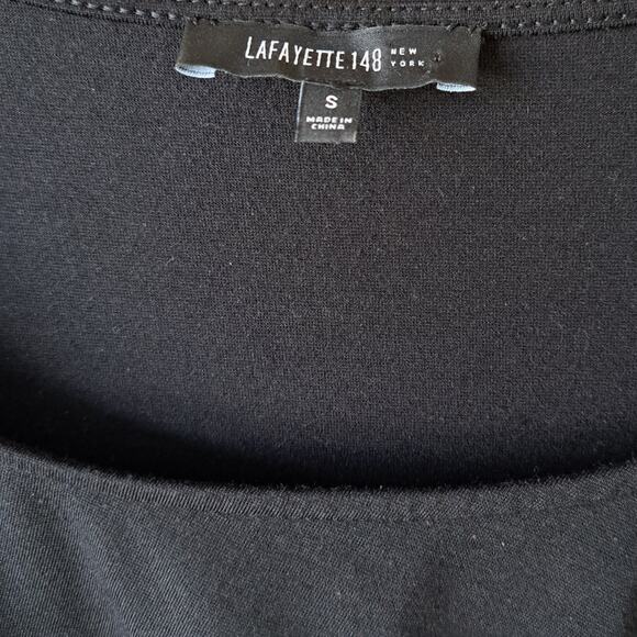 Lafayette 148 Black 3/4 Sleeve Top Size Small Stretch Jersey Pleated - Picture 4 of 7